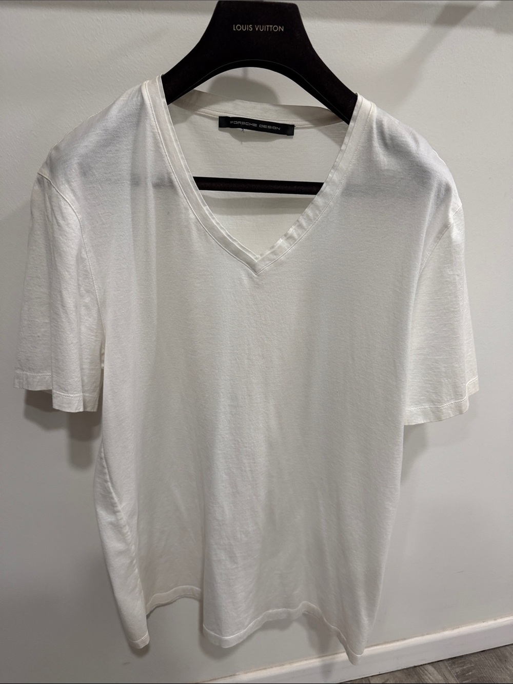 Porsche Design Men's White V-Neck Short Sleeve Tee